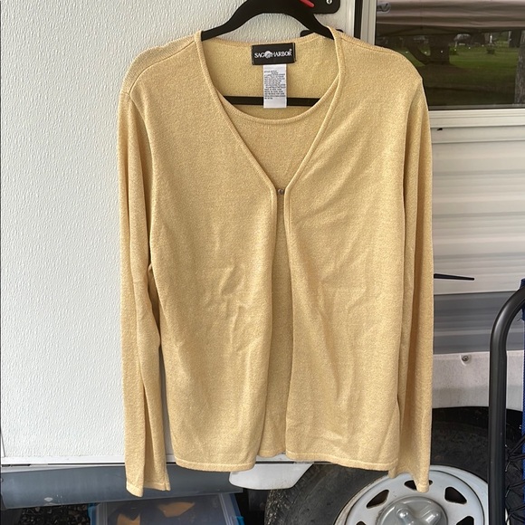 Sag Harbor Sweaters - Sag Harbor Gold Classic Knit Cardigan